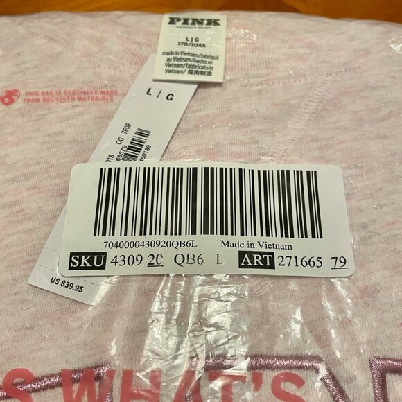 PINK Campus Cotton Long-Sleeve Shimmer Tee Shirt - NWT - Picture 6 of 6